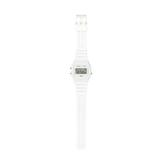 CASIO VINTAGE Mod. F-91 BIO RESIN STRAP - WHITE wristwatch with 3 ATM water resistance, resin case and strap, quartz movement, unisex design.