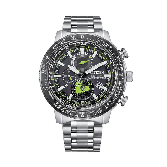 CITIZEN MOD. PROMASTER GEO TREKKER watch with stainless steel band and multifunctional black dial