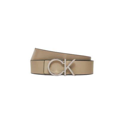 Calvin Klein Bicolor Leather Belt with CK logo buckle, reversible design in high-quality leather for versatile style.