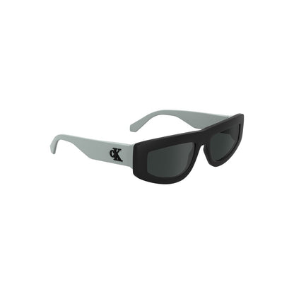 Calvin Klein Black Bio-Based Women's Sunglass with sleek bio-frame and smoke lenses offering stylish sun protection.