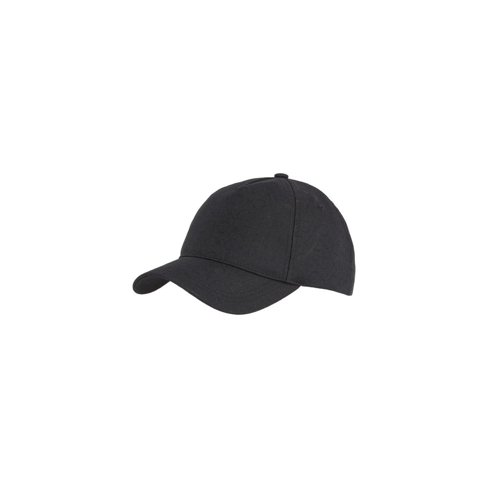 Calvin Klein Black Recycled Polyester Cap (Baseball Hat) featuring modern jacquard design and sustainable material for stylish sun protection.