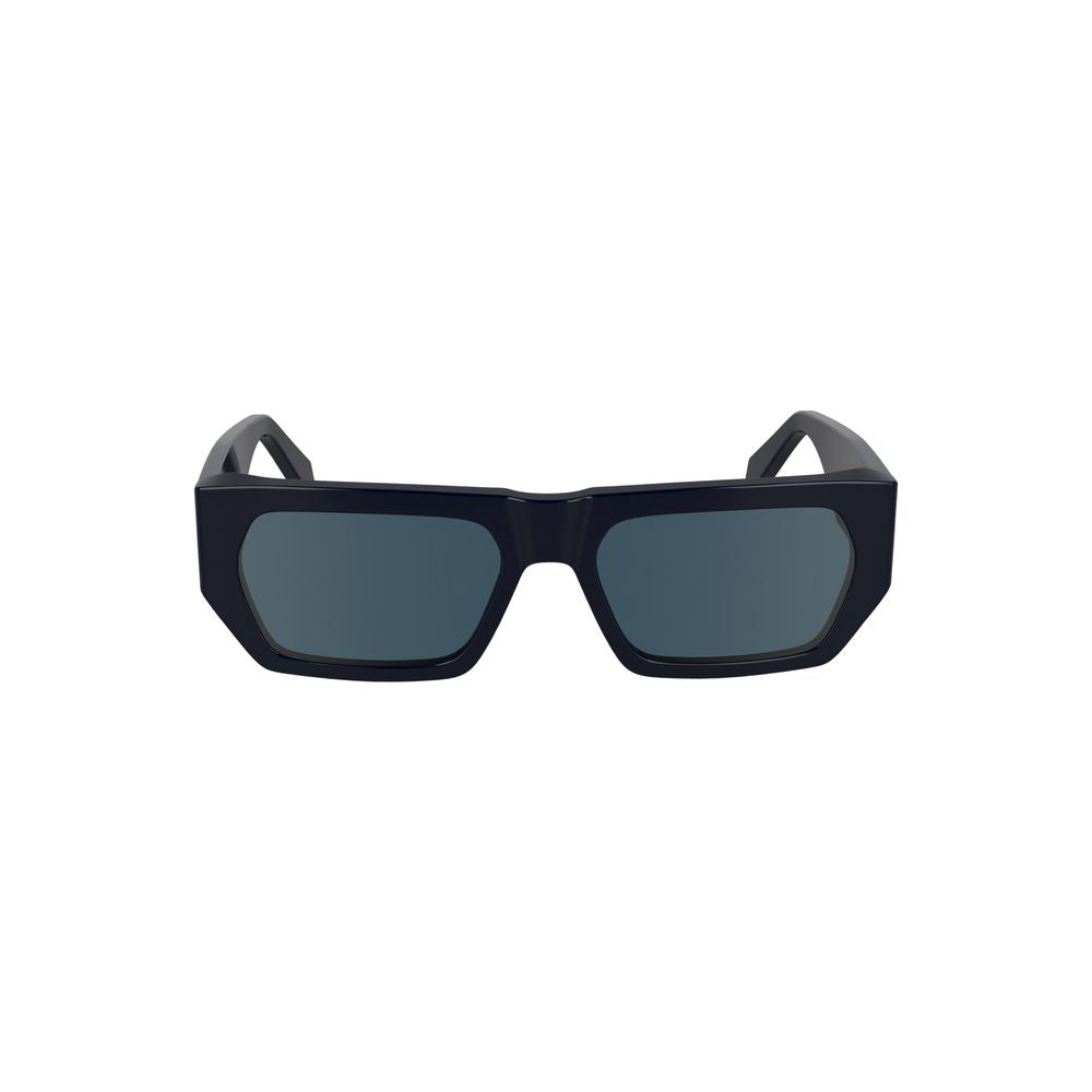 Calvin Klein Blue Acetate Women Sunglasses with rectangular tinted lenses and sleek bio-acetate frame.