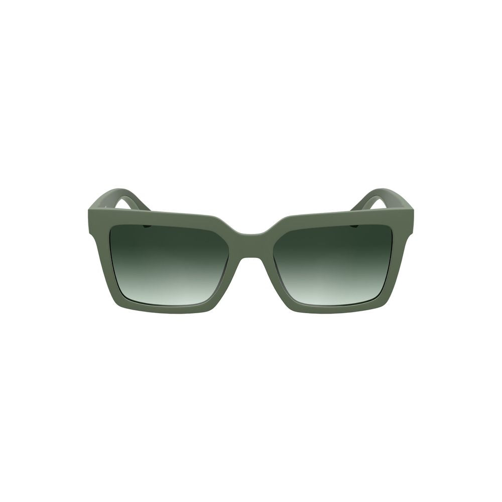 Calvin Klein Green Bio-Based Fabric Women Sunglasses with square lenses, eco-conscious style.