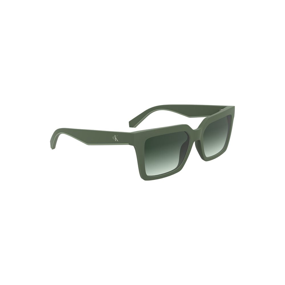 Alt Tag: Calvin Klein Green Bio-Based Fabric Women Sunglasses with square lenses and eco-friendly design.