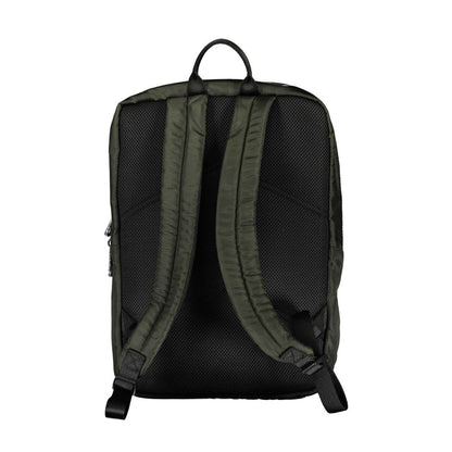 Calvin Klein Green Polyester Men Backpack with ergonomic straps, rear view.