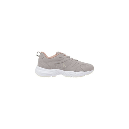 Calvin Klein Jeans Gray Artificial Leather Athletic Sneakers with signature 'ck' logo and ergonomic non-slip sole.