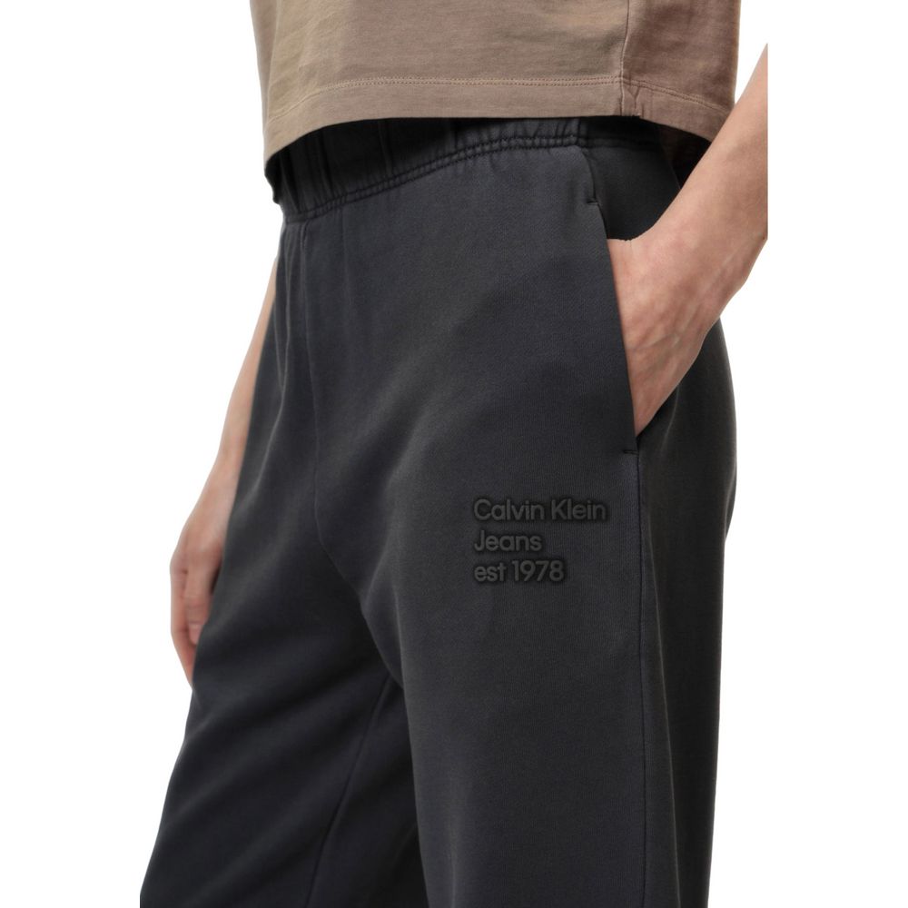 Stylish Calvin Klein Jeans Gray Cotton Joggers (Workout Pants) with elastic waistband and modern design for comfort and relaxation.
