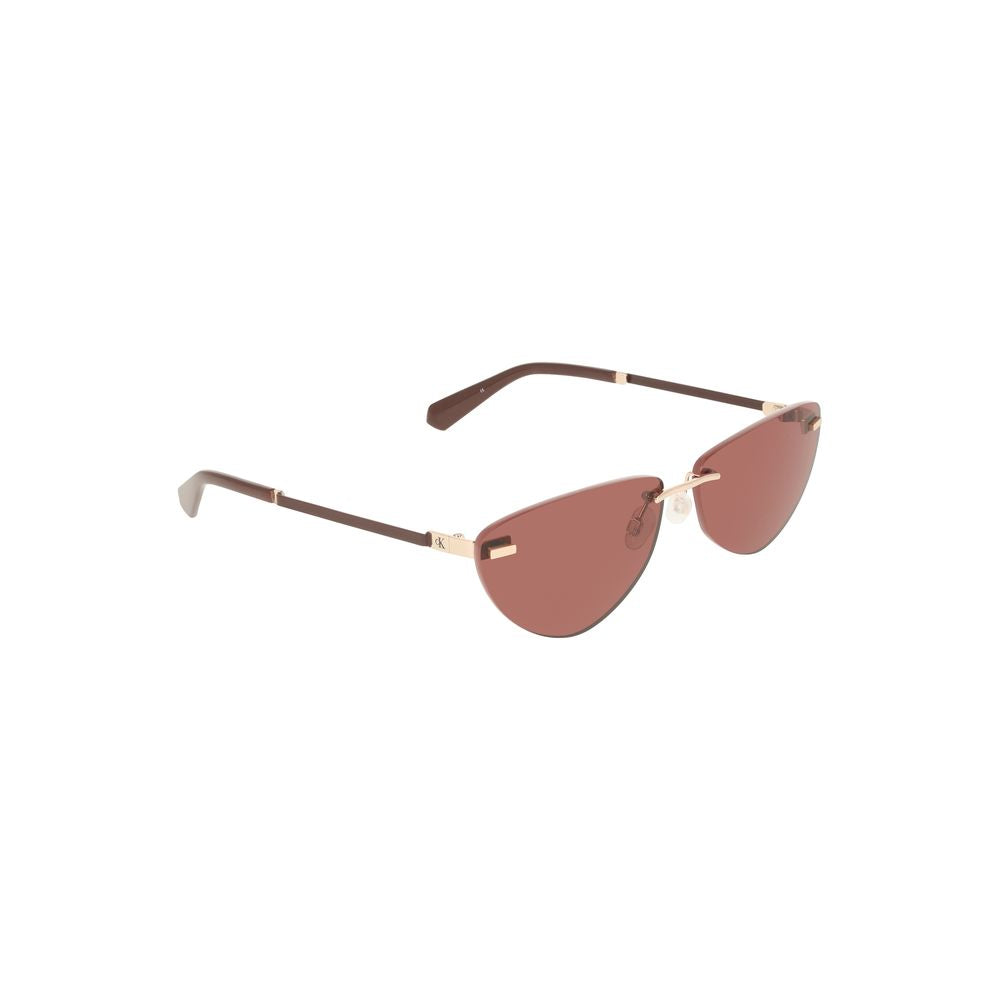 Calvin Klein Pink Metal Women Sunglass with chic metal frame and pink lenses, featuring iconic Calvin Klein logo.