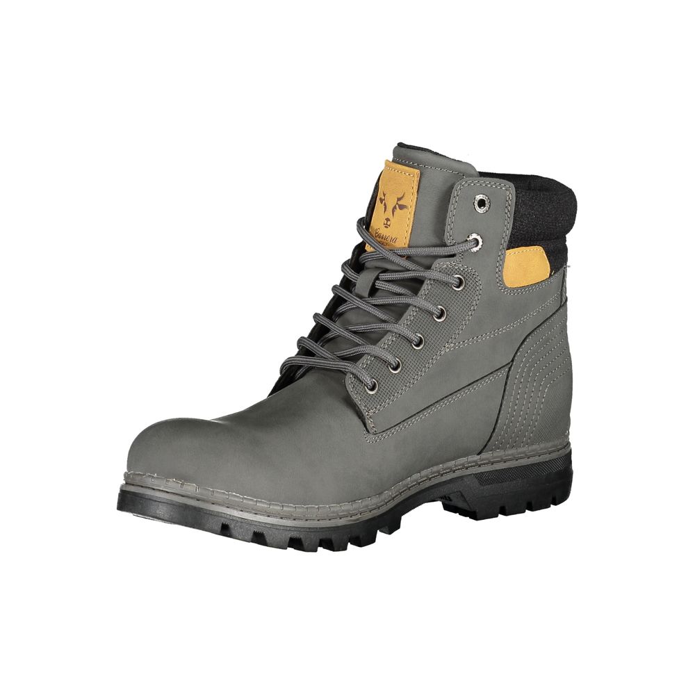 Carrera Grey Polyurethane Men's Boot 1728,67403481248,Boots - Shoes,Carrera,EU41/US8,EU42/US9,EU43/US10,EU44/US11,EU45/US12,Gray,Lace-Up Boots - Boots - Shoes,Men,New with tags,Shoes