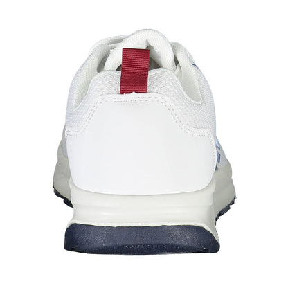 Rear view of Carrera White Eco Leather Men Sneaker showcasing dynamic design and contrasting details.