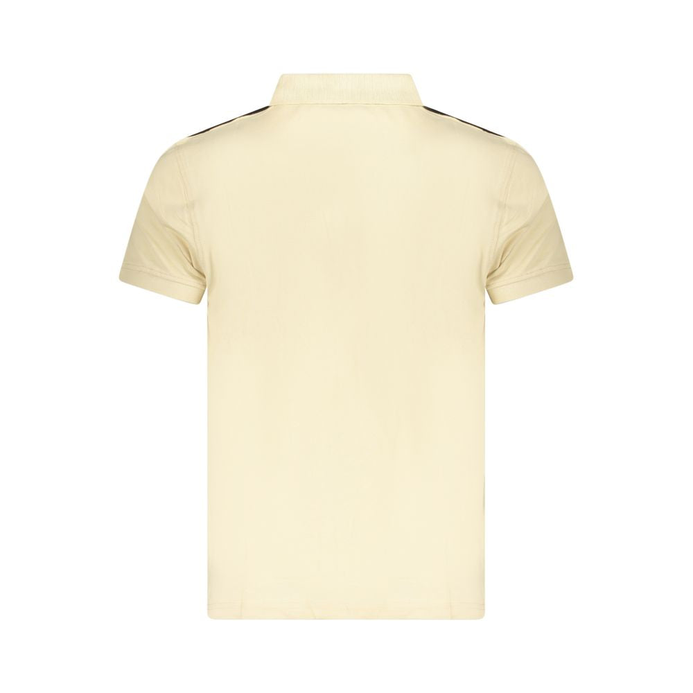 Back view of Cavalli Class Beige Cotton Men Polo Shirt, short sleeves, elegant beige hue