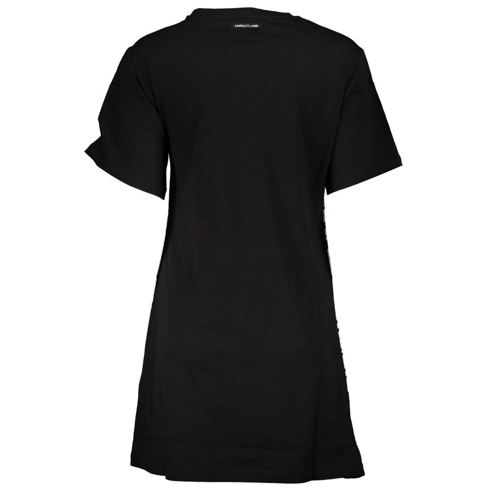 Cavalli Class Black Cotton Women Dress showcasing back view with elegant design and premium cotton material.