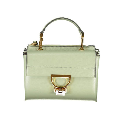 Coccinelle Green Leather Women Handbag with detachable handle and adjustable strap, elegant Italian-crafted Arlettis bag.