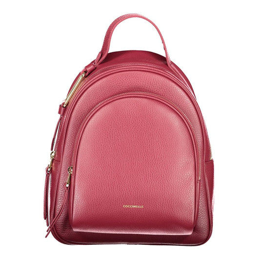 Coccinelle Purple Leather Women Backpack with handle and adjustable straps, perfect blend of style and functionality.