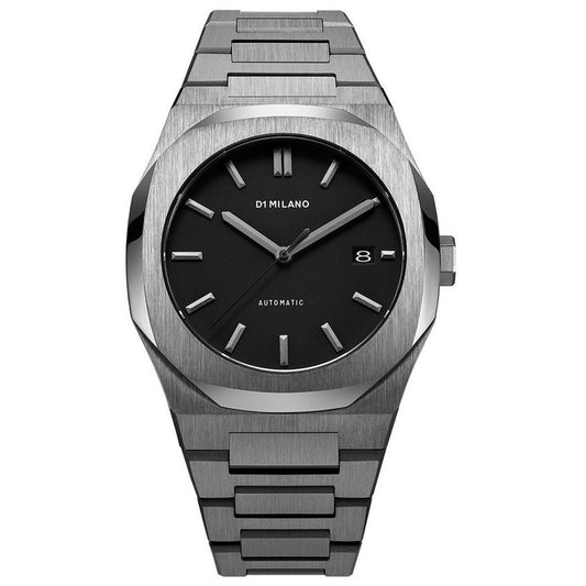 D1 MILANO Mod. AUTOMATIC BLACK wristwatch, stainless steel case, waterproof 5 ATM, mechanical movement, sapphire dial, SS bracelet.