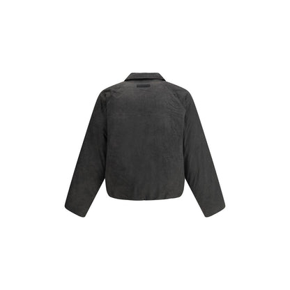 Back view of Daily Paper Gray Cotton Bomber with classic collar, quilted design, and raglan sleeves for stylish fit.