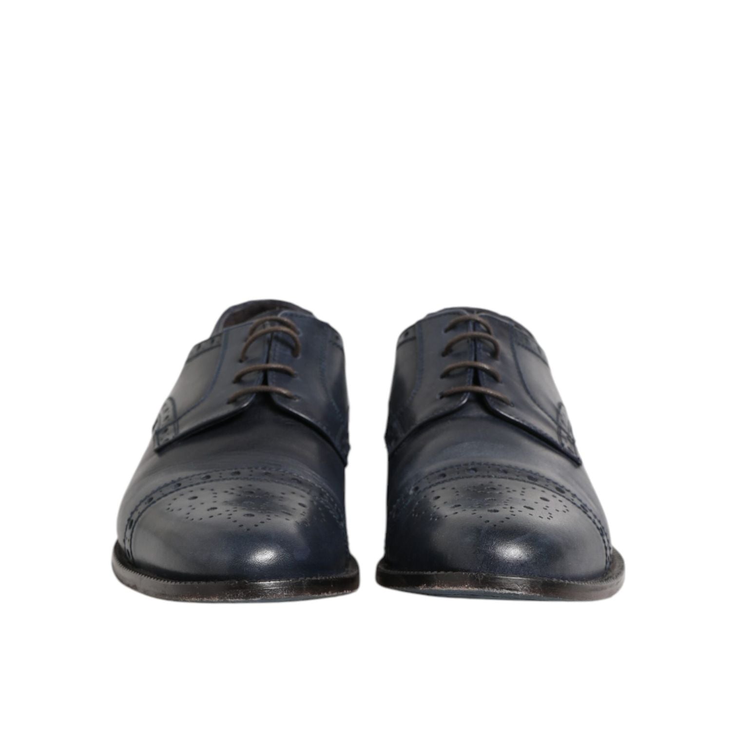 Daniele Alessandrini Blue Leather Wingtip Lace-up Formal Derby Shoes