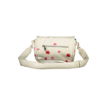Desigual White Polyethylene Handbag with floral design, removable chain shoulder handle, adjustable strap, external and internal pockets