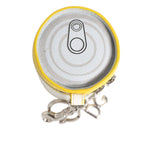 Dolce & Gabbana Amore Leather Multicolor Bag Charm Coin Case Keychain Keyring with cylindrical can-inspired design and silver-tone clasp.