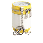 Dolce & Gabbana Amore Leather Yellow Bag Charm Coin Case Keychain Keyring with heart print and silver-tone accents.