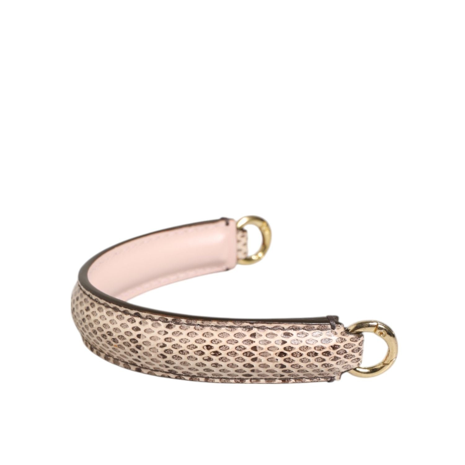 Dolce & Gabbana Beige Brown Snakeskin Leather Gold Ring Shoulder Strap