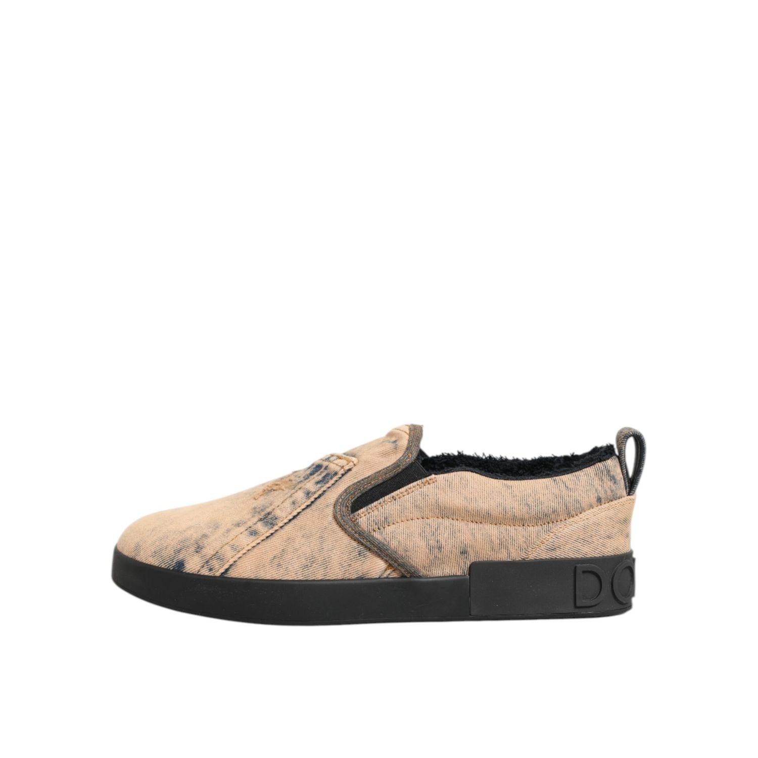 Dolce & Gabbana Beige Cotton Low Top Slip On Sneakers Shoes