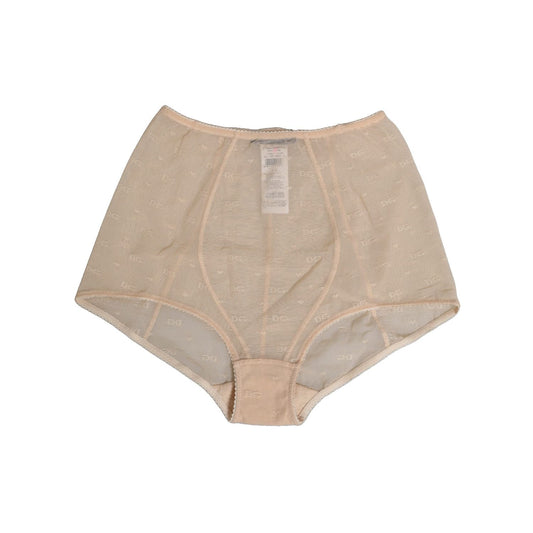 Dolce & Gabbana Beige Nylon High Waist Girdle Panty Underwear with logo, sophisticated shaping, made in Italy.