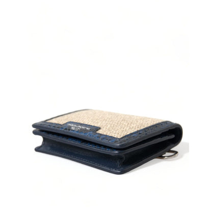 Dolce & Gabbana Beige Raffia Blue Leather Trim Mini Shoulder Purse Crossbody Bag