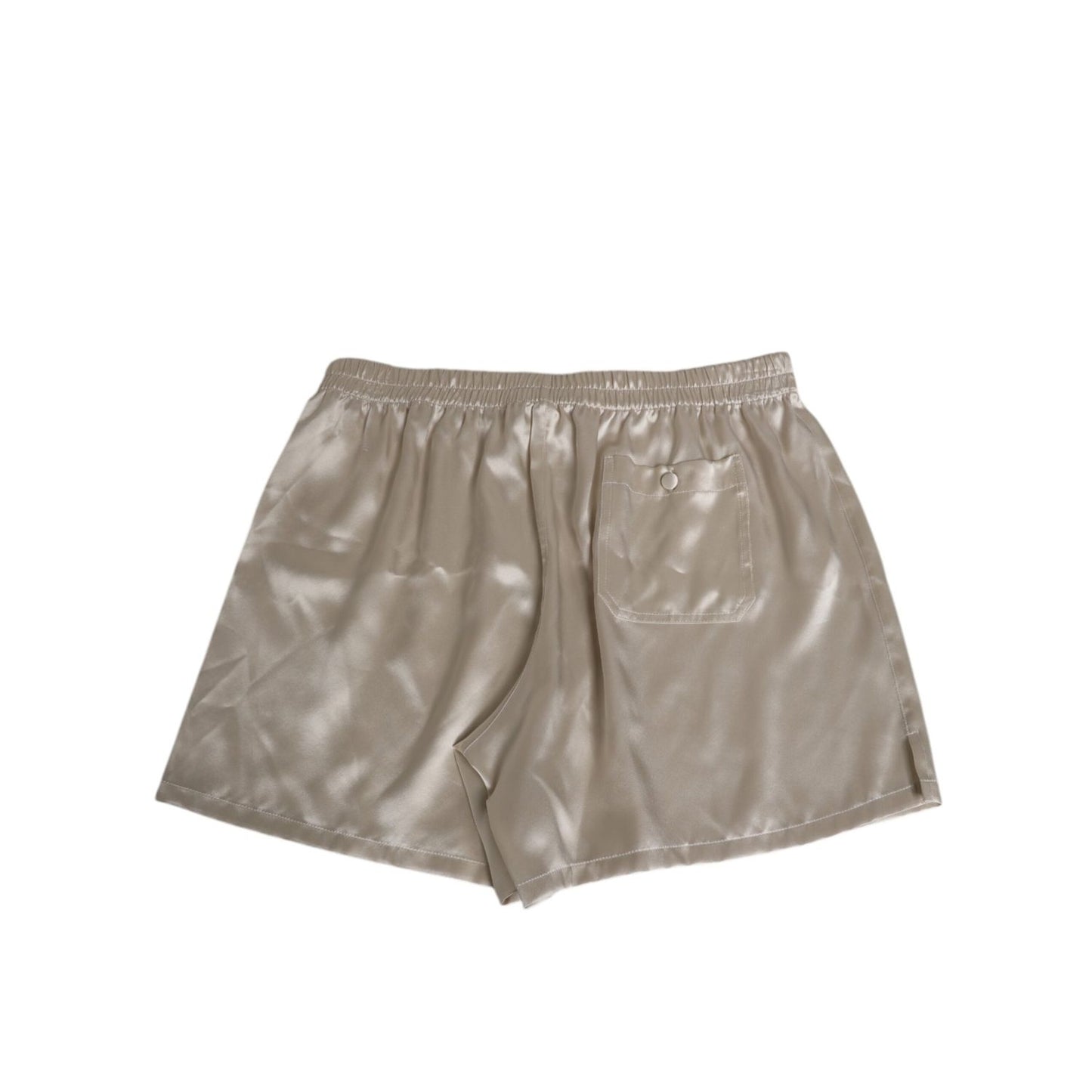 Dolce & Gabbana Beige Silk Satin Elastic Men Boxer Short Swimwear