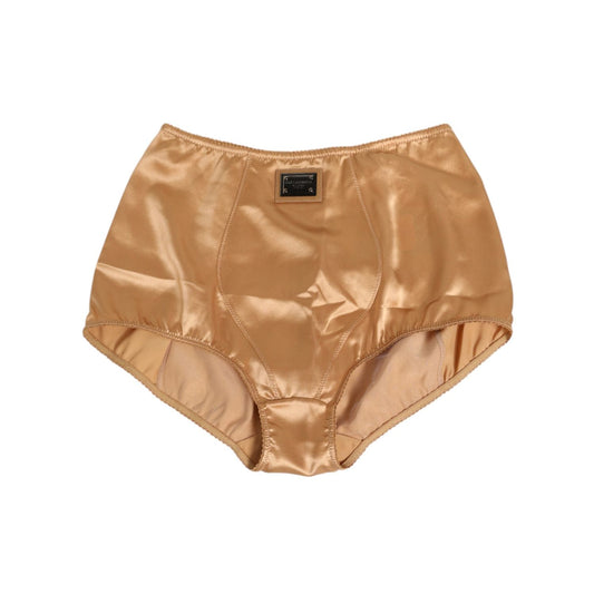 Dolce & Gabbana Beige Silk Stretch High Waist Girdle Underwear with logo details