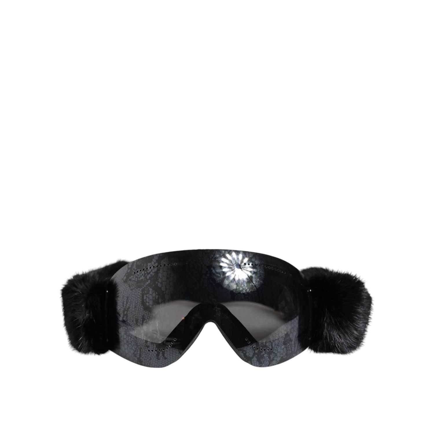 Dolce & Gabbana Black Bi0759 Lace Mirrored Ski Goggles Mask Sunglasses