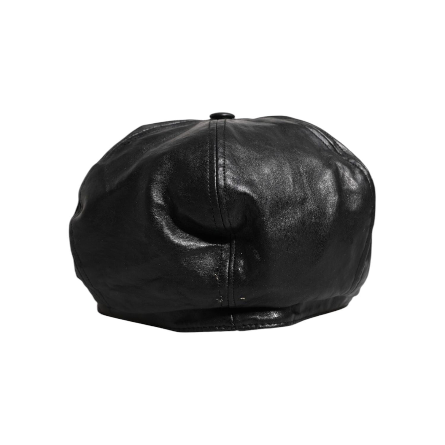 Dolce & Gabbana Black Calf Newsboy Capello Cabbie Hat