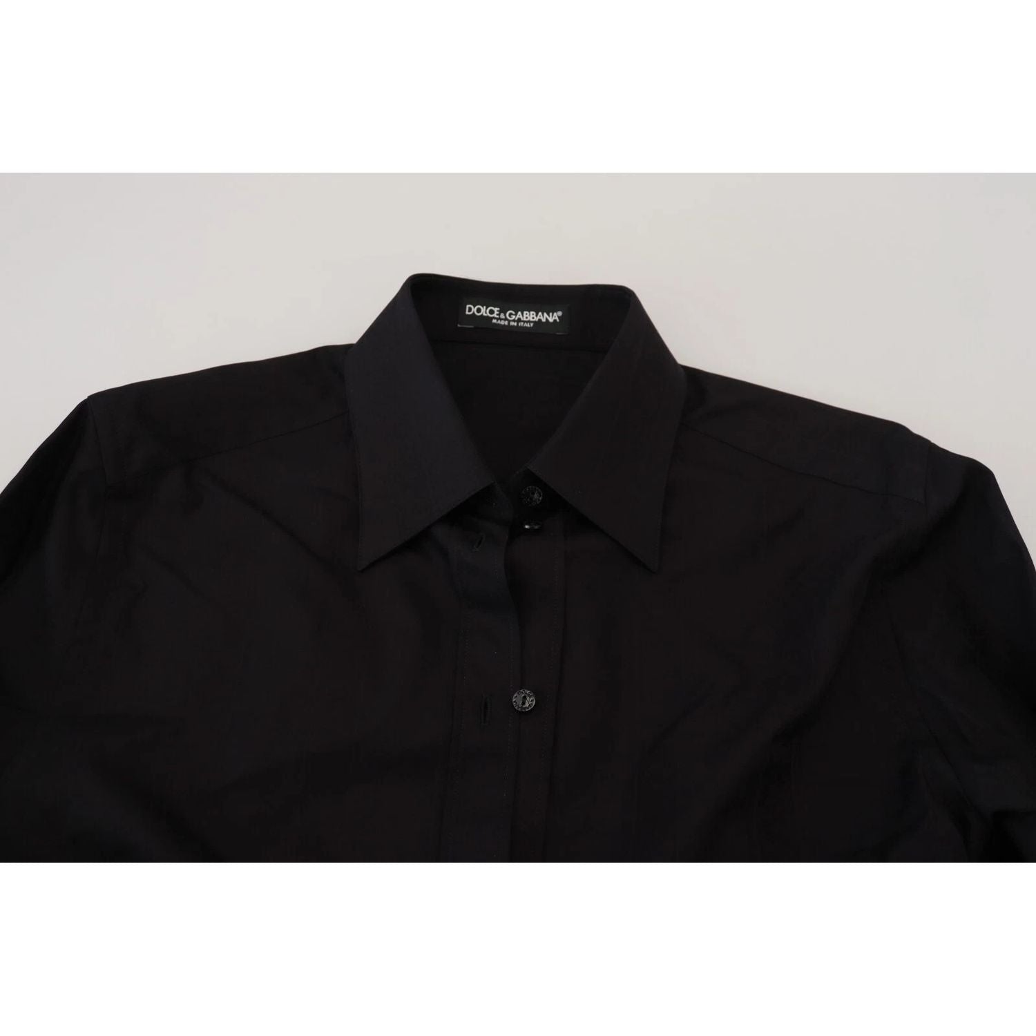 Dolce & Gabbana Black Cotton Collared Long Sleeves Shirt