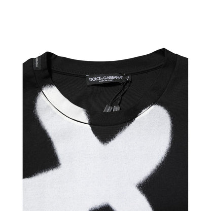 Dolce & Gabbana Black Cotton DG Logo Graffiti Short Sleeve T-shirt