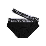 Dolce & Gabbana Black Cotton Elastic Logo Waistband Swimwear with logo detail and comfortable fit.