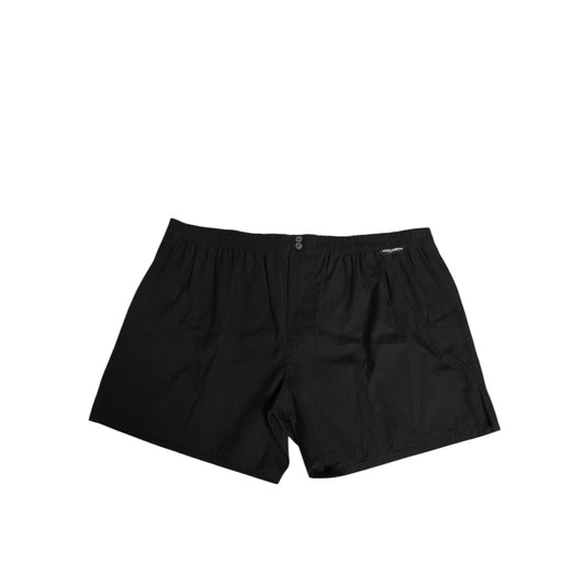 Dolce & Gabbana Black Cotton Elastic Waistband Button Swimwear, featuring a classic fit and logo details for stylish everyday wear.