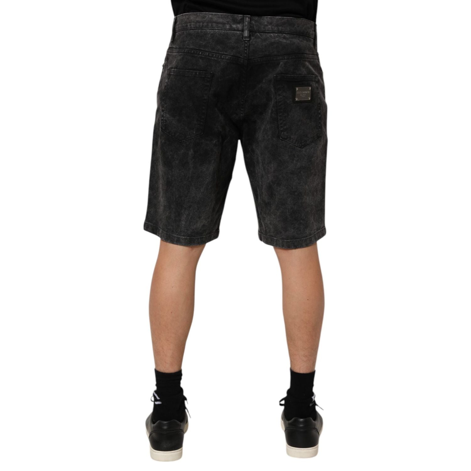 Dolce & Gabbana Black Cotton Mid Waist Denim Men Bermuda Short