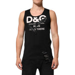 Dolce & Gabbana Black Cotton Sleeveless Tank Top DG Logo Men T-shirt with edgy zipper detail on chest, perfect for casual wear.