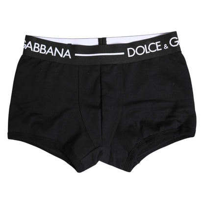 Dolce & Gabbana Black Cotton Stretch Regular Boxer Underwear