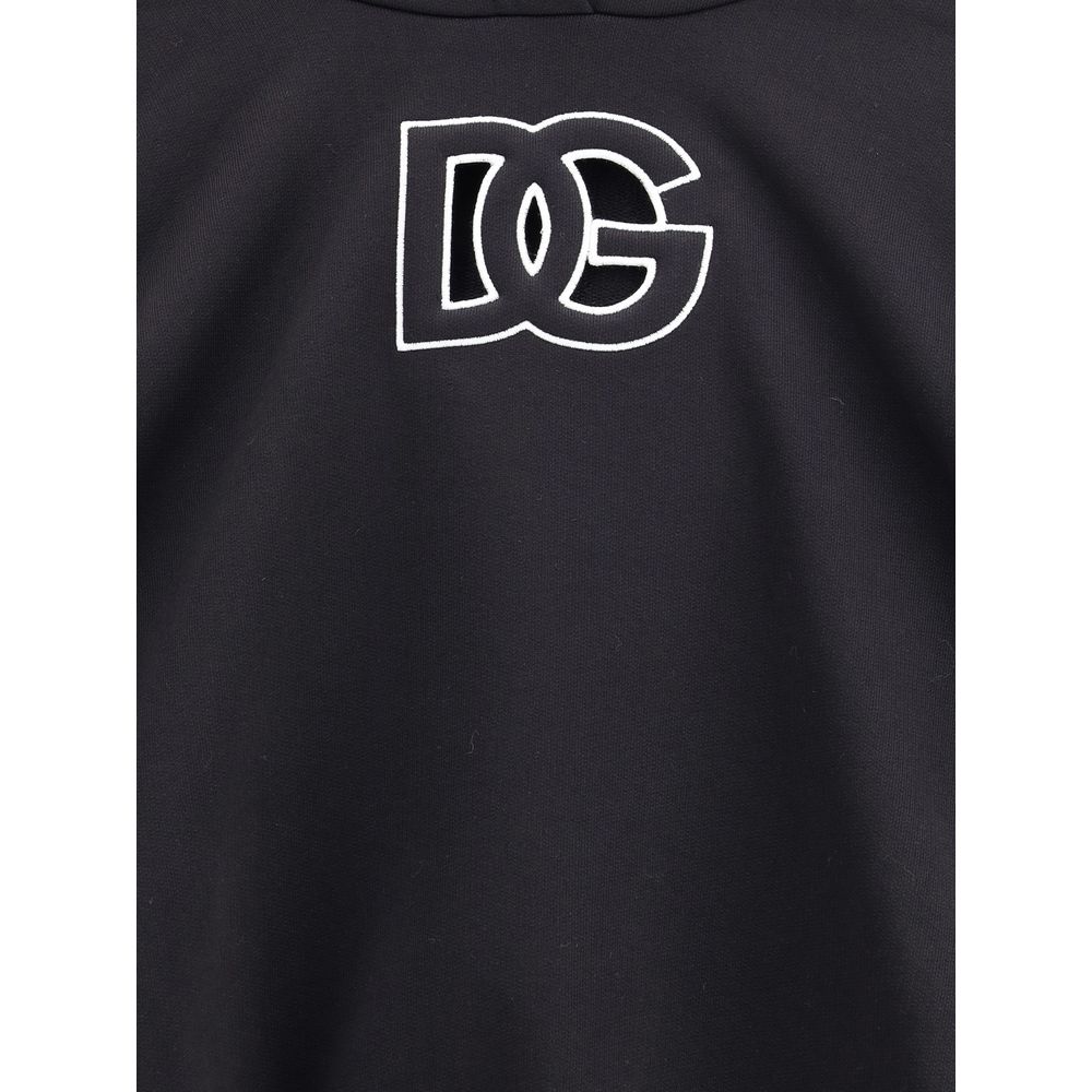 Dolce & Gabbana Black Cotton Sweatshirt with embroidered logo and ribbed cuffs, AW25 stylish urban wear