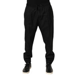 Dolce & Gabbana Black Drawstring Men Jogger Sweatpants Pants with adjustable waistband and ribbed cuffs