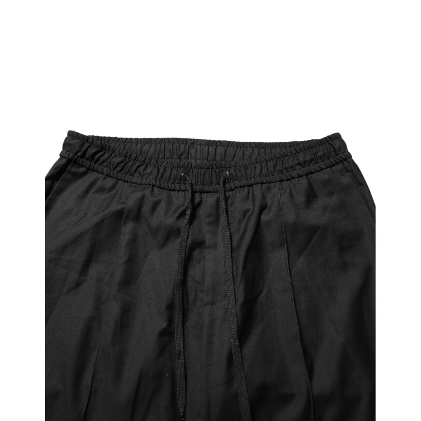 Dolce & Gabbana Black Drawstring Men Jogger Sweatpants Pants with adjustable waistband and ribbed cuffs.
