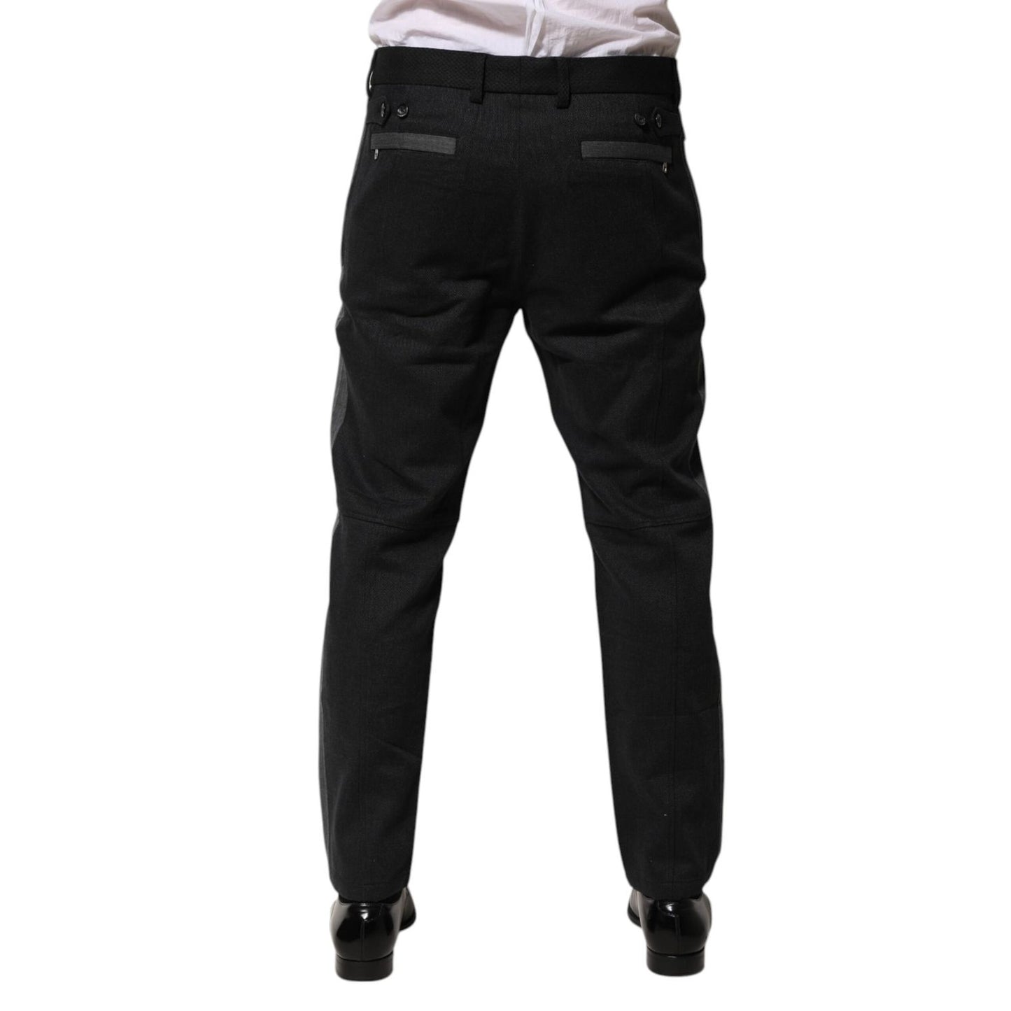 Dolce & Gabbana Black Gray Cotton Dress Formal Trouser Pants