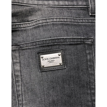 Dolce & Gabbana Black Gray Wash Slim Fit Straight Leg Denim Jeans