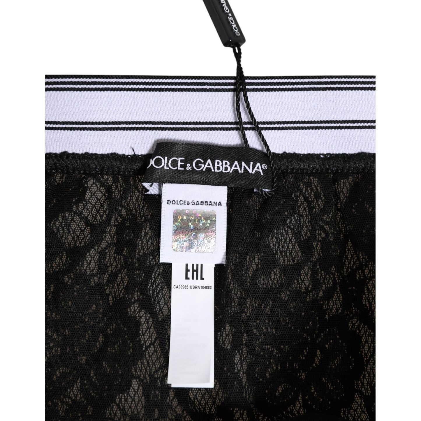 Dolce & Gabbana Black Lace Nylon High Waist Panty Underwear
