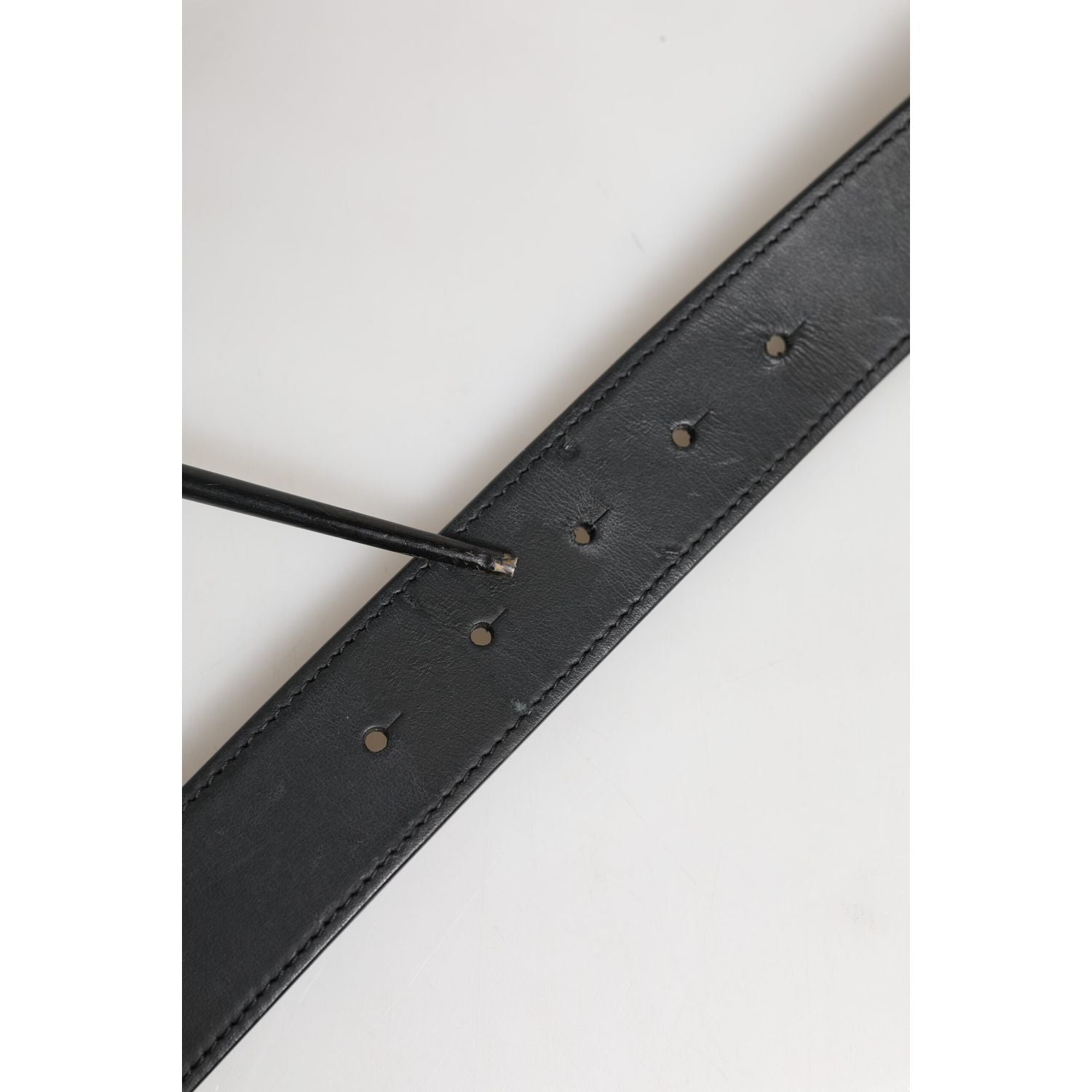Dolce & Gabbana Black Leather Classic Metal Logo Buckle Belt