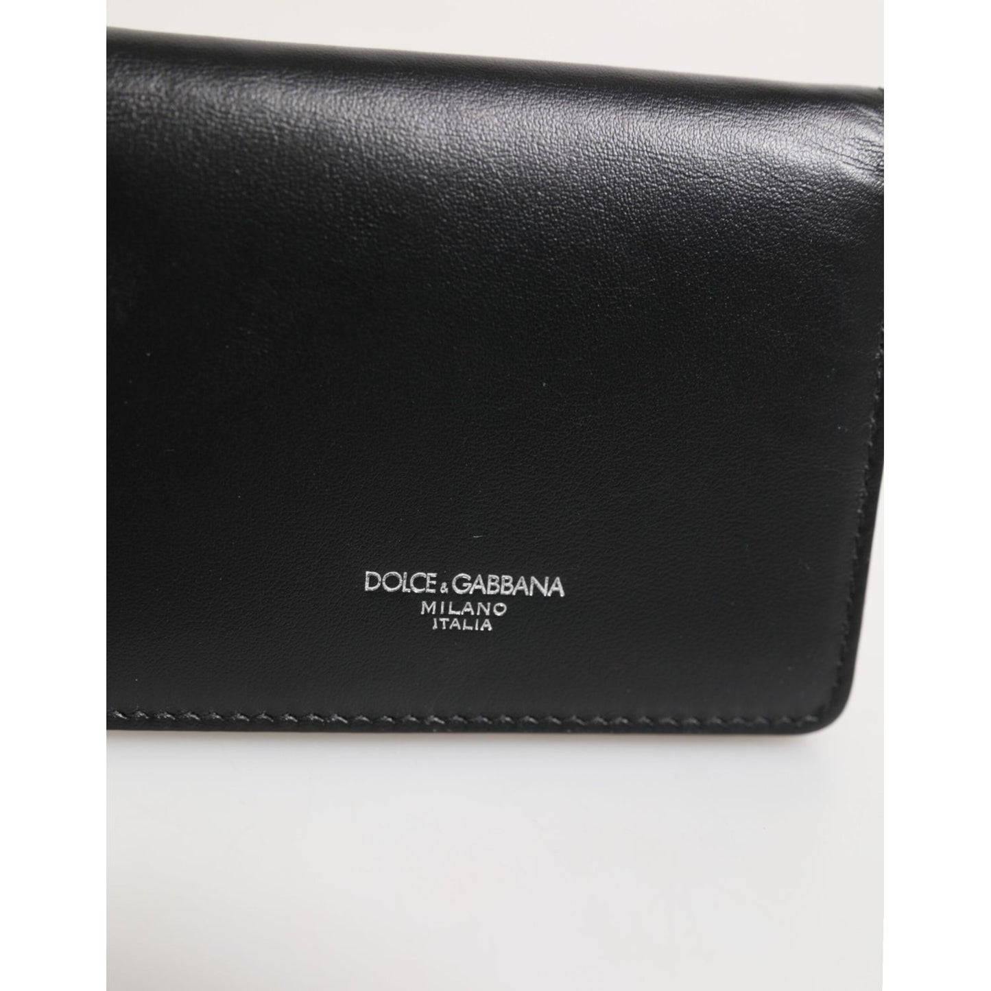 Dolce & Gabbana Black Leather DG Logo Bifold Card Holder Men Borse Wallet