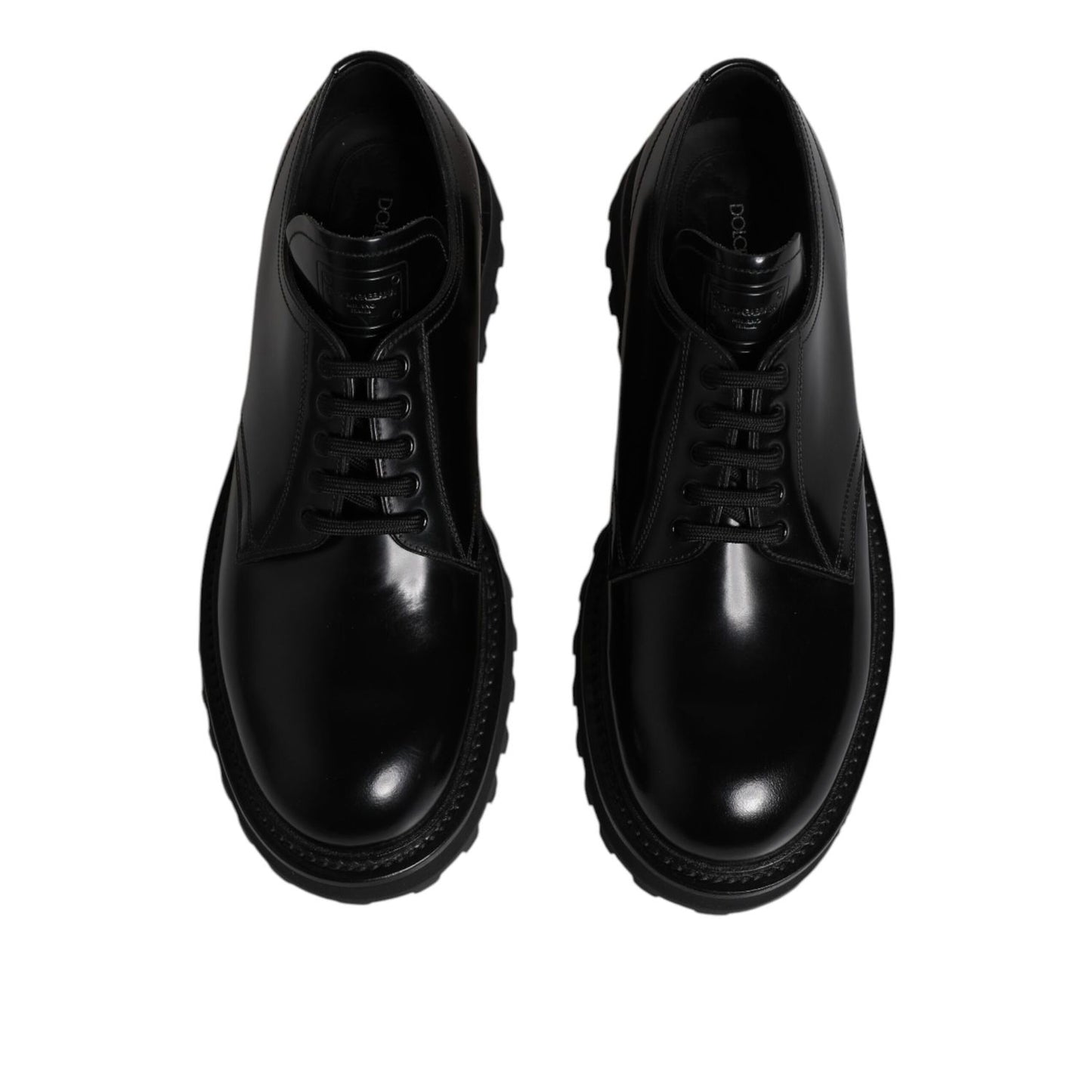 Dolce & Gabbana Black Leather Lace Up Derby Men Dress Shoes