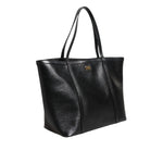 Dolce & Gabbana Black Leather Miss Escape Shopping Tote Women Borse Bag with gold detailing and two handles.