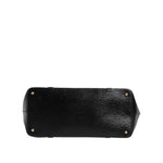 Dolce & Gabbana Black Leather Miss Escape Shopping Tote Women Borse Bag base view with gold metal detailing.